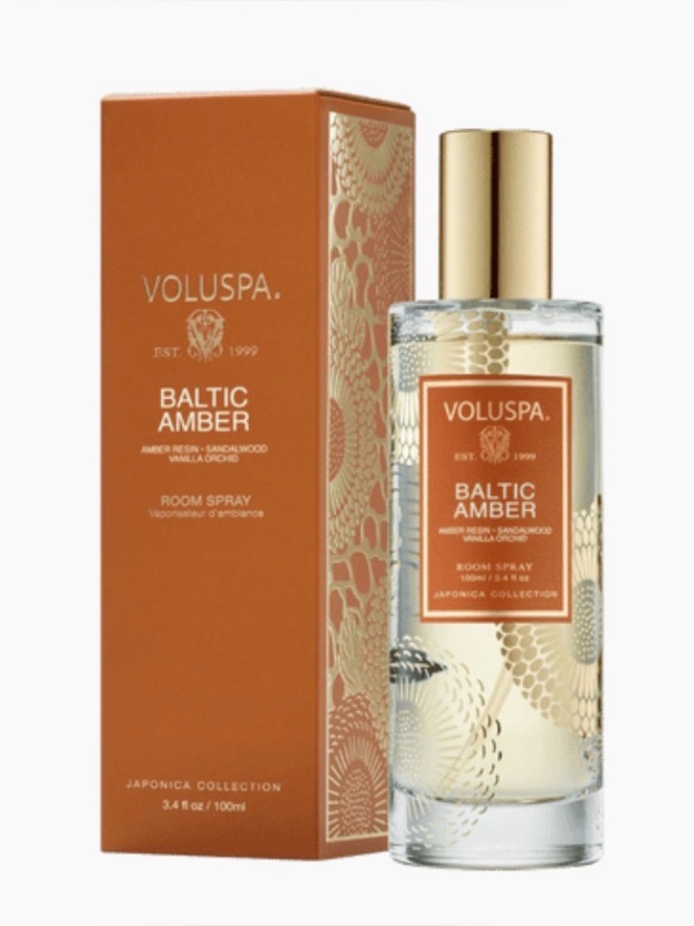 VOLUSPA Baltic Amber Room Spray Fragrance Sandalwood Vanila Orchard 3.4oz NWT